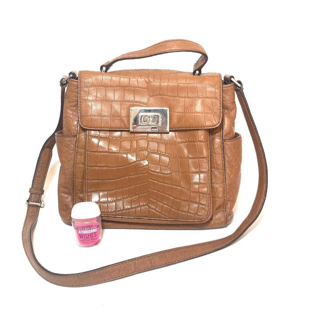 Michael Kors Tan Croc Print Leather Satchel | Pre Loved |