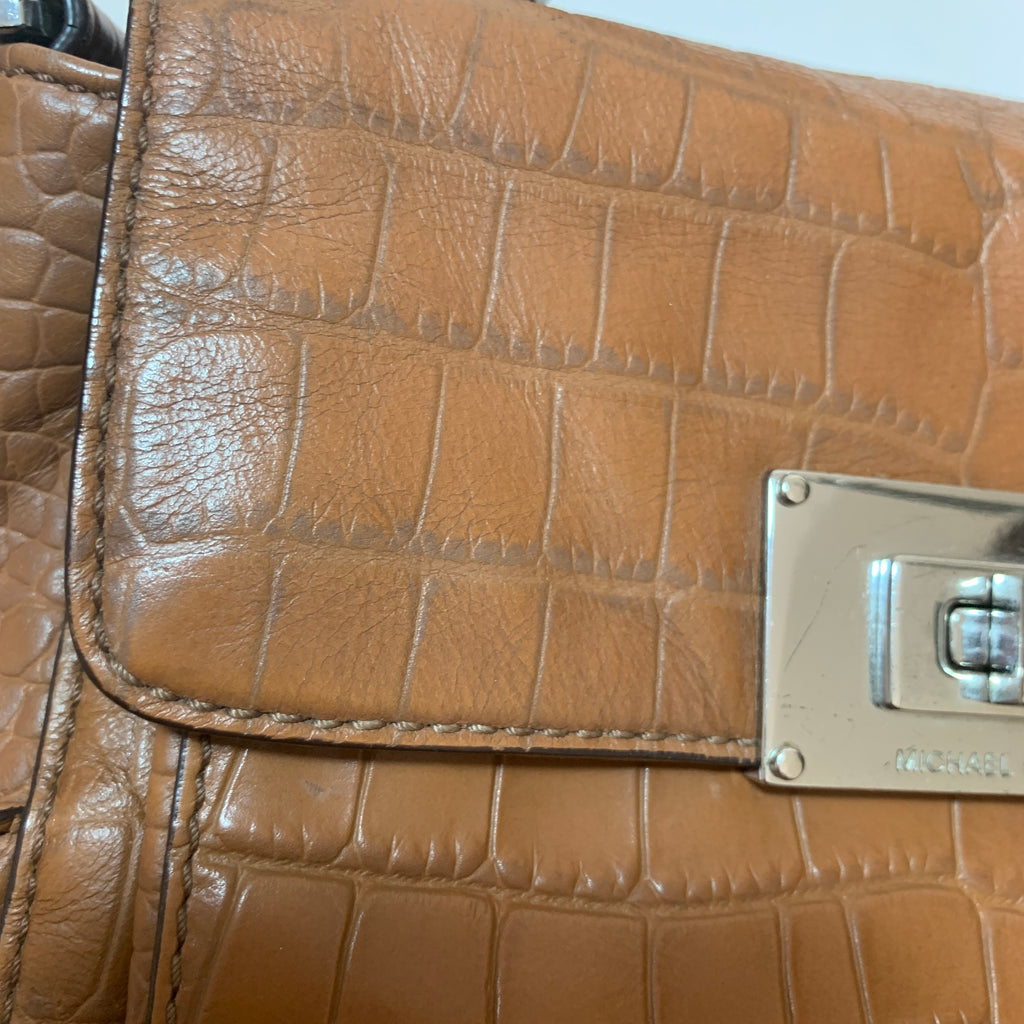 Michael Kors Tan Croc Print Leather Satchel | Pre Loved |