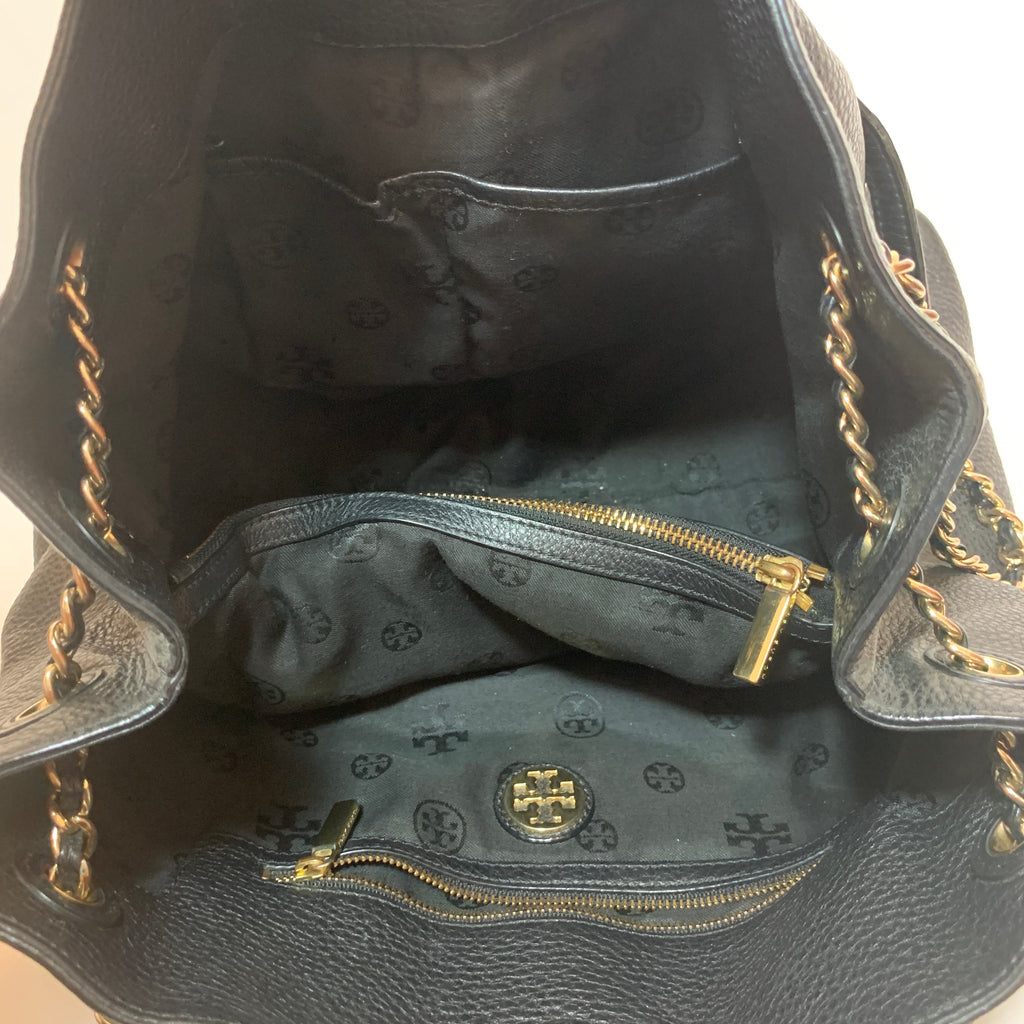 Tory Burch Thea Black Pebbled Leather Shoulder Bag | Pre Loved |