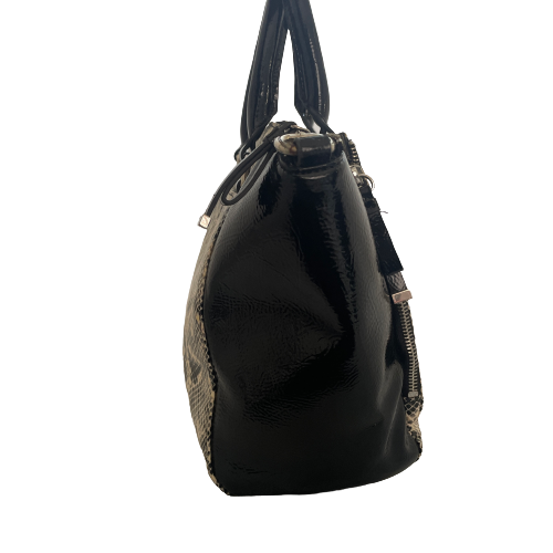 Nine West Black Patent and Snakeprint Tote Bag | Pre Loved |
