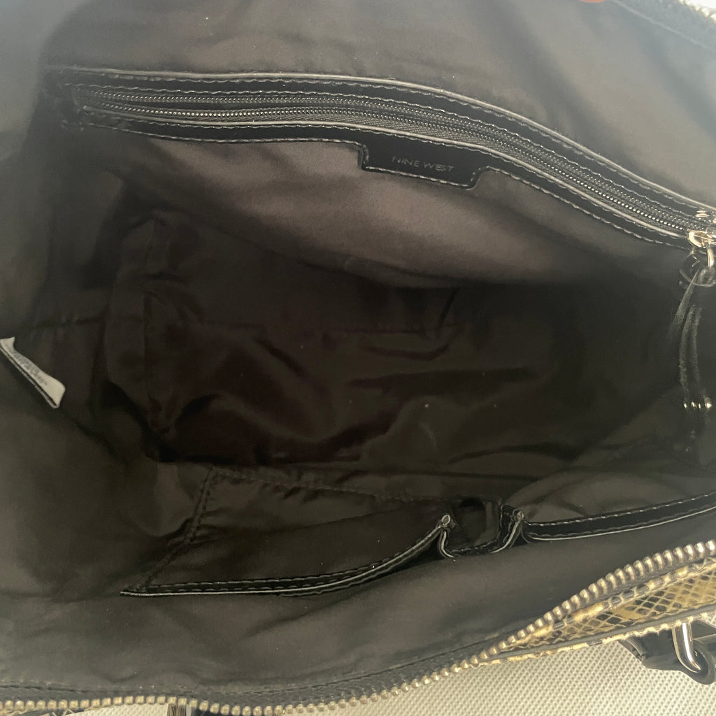 Nine West Black Patent and Snakeprint Tote Bag | Pre Loved |