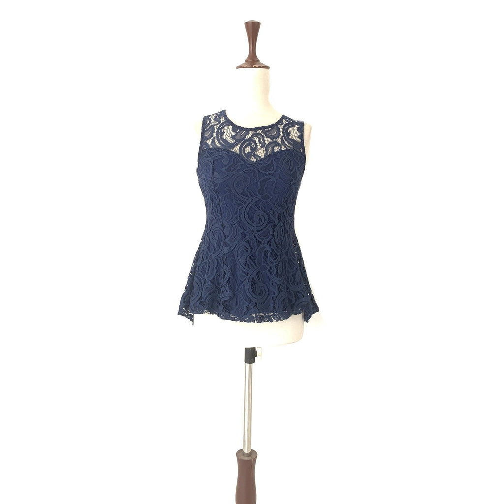 Quiz Blue Sleeveless Lace Top | Gently Used |