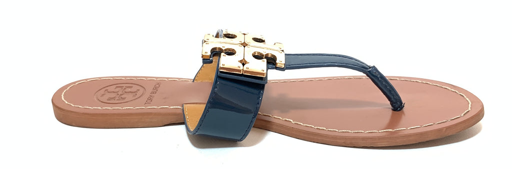 Tory Burch Navy & Gold 'Moore' Thong Sandals | Pre Loved |