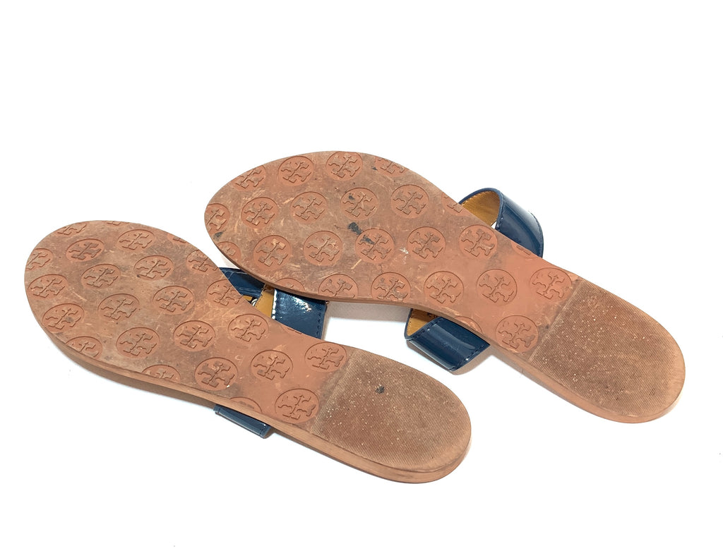 Tory Burch Navy & Gold 'Moore' Thong Sandals | Pre Loved |