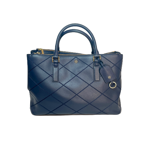 Tory Burch 'Robinson' Navy Leather Stitched Tote | Gently Used |