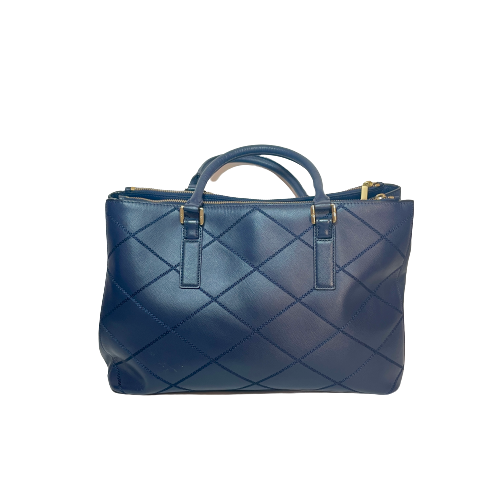 Tory Burch 'Robinson' Navy Leather Stitched Tote | Gently Used |