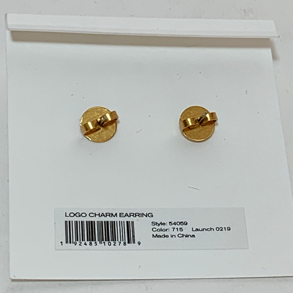 Tory Burch Gold Logo Charm Drop Earrings | Brand New |