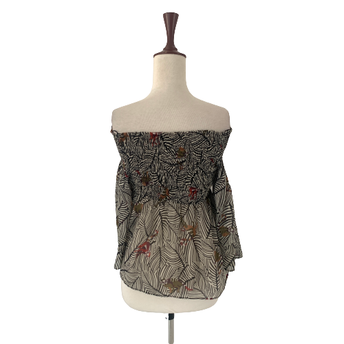 ZARA Black & White Printed Off-shoulder Top | Gently Used |