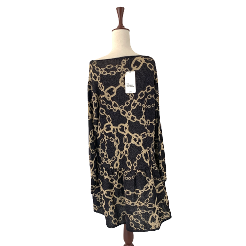 ZARA Black Metallic Chain Print Knit Tunic | Brand New |