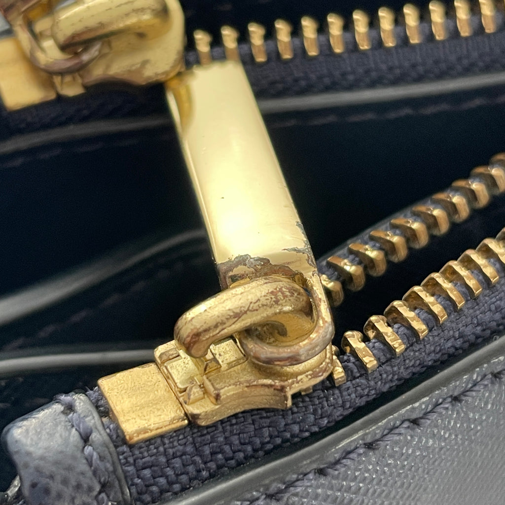 Tory Burch 'Robinson' Navy Leather Stitched Tote | Gently Used |