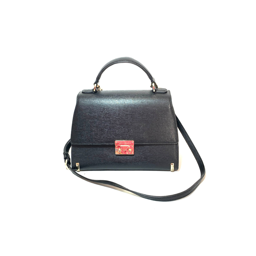 Henri Bendel Black Leather Satchel | Pre Loved |