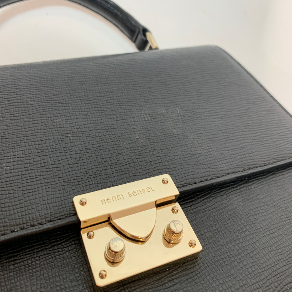 Henri Bendel Black Leather Satchel | Pre Loved |