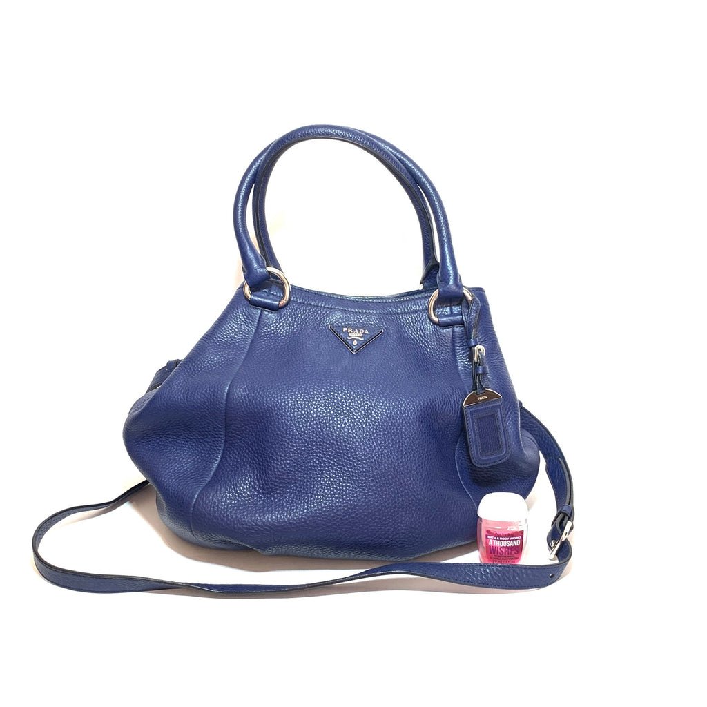 Prada Blue Pebbled Leather Satchel | Gently Used |