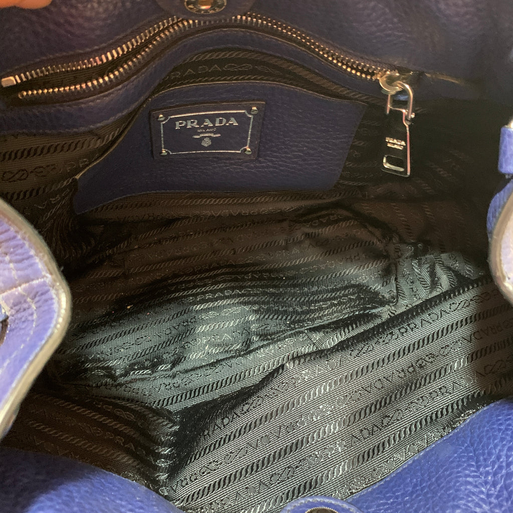 Prada Blue Pebbled Leather Satchel | Gently Used |