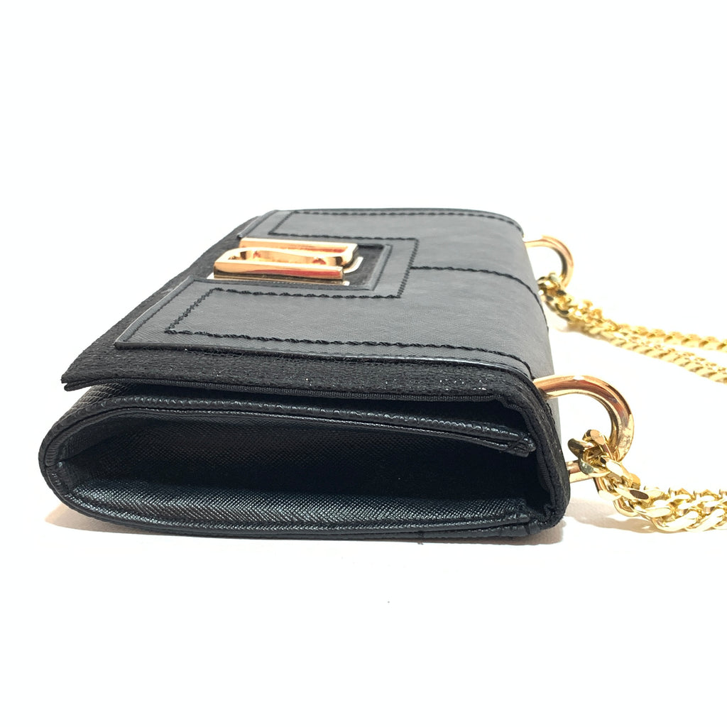 River Island Black with Gold Chain Shoulder Bag | Gently Used |
