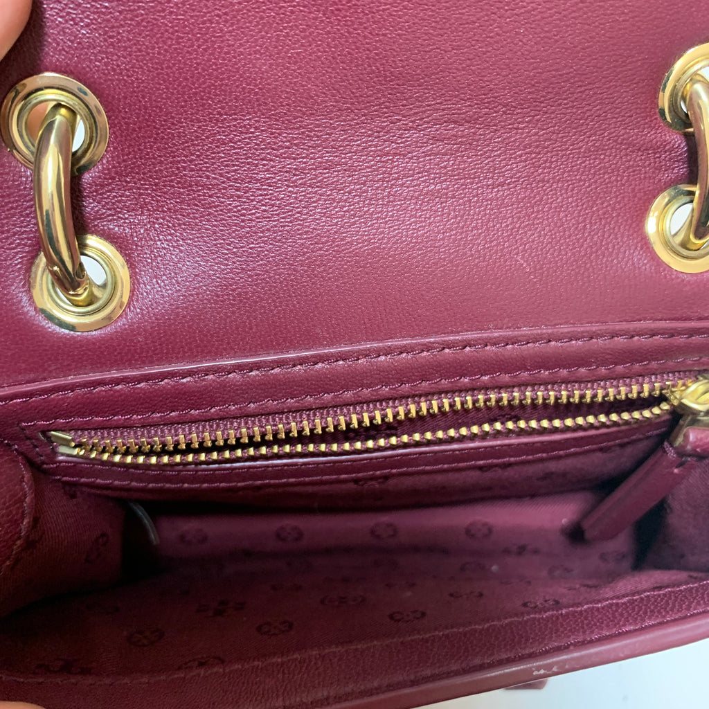 Tory Burch Maroon Mini Alexa Leather Shoulder Bag | Pre Loved |