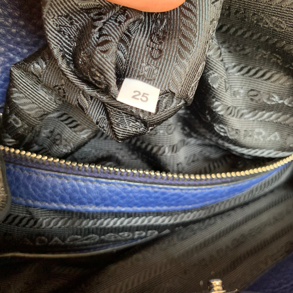 Prada Blue Pebbled Leather Satchel | Gently Used |