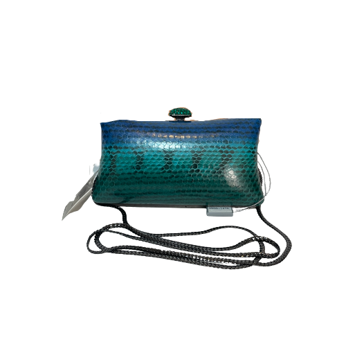 Henri Bendel Blue Multicolour Snakeskin Clutch | Brand New |