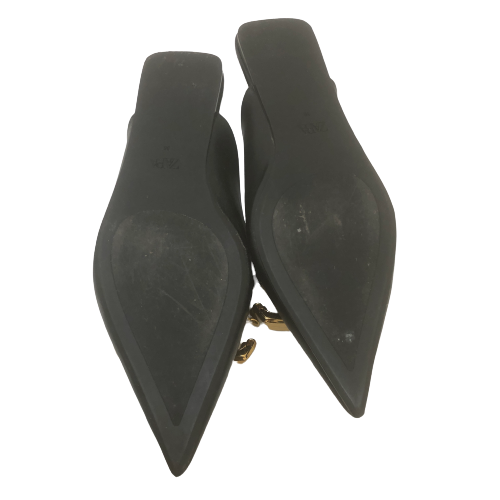 ZARA Black Large Gold Buckle Mules | Gently Used |