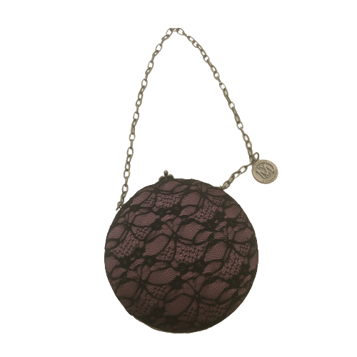 Zuhair Murad For Mango Pink & Black Lace Round Bag | Pre Loved |