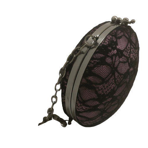 Zuhair Murad For Mango Pink & Black Lace Round Bag | Pre Loved |