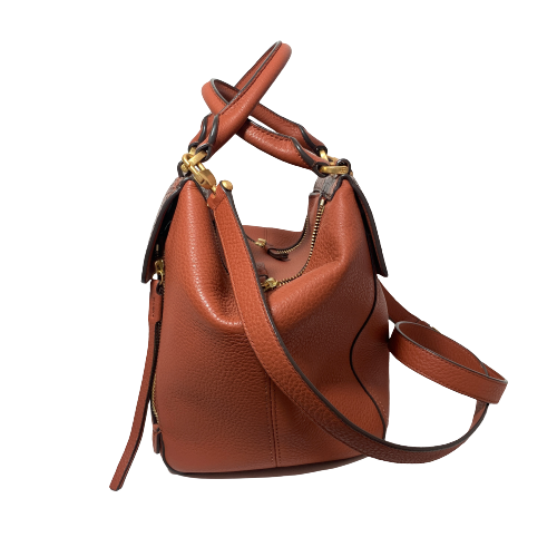 Tory Burch Tan Leather Half Moon Mixed Materials Tote | Like New |