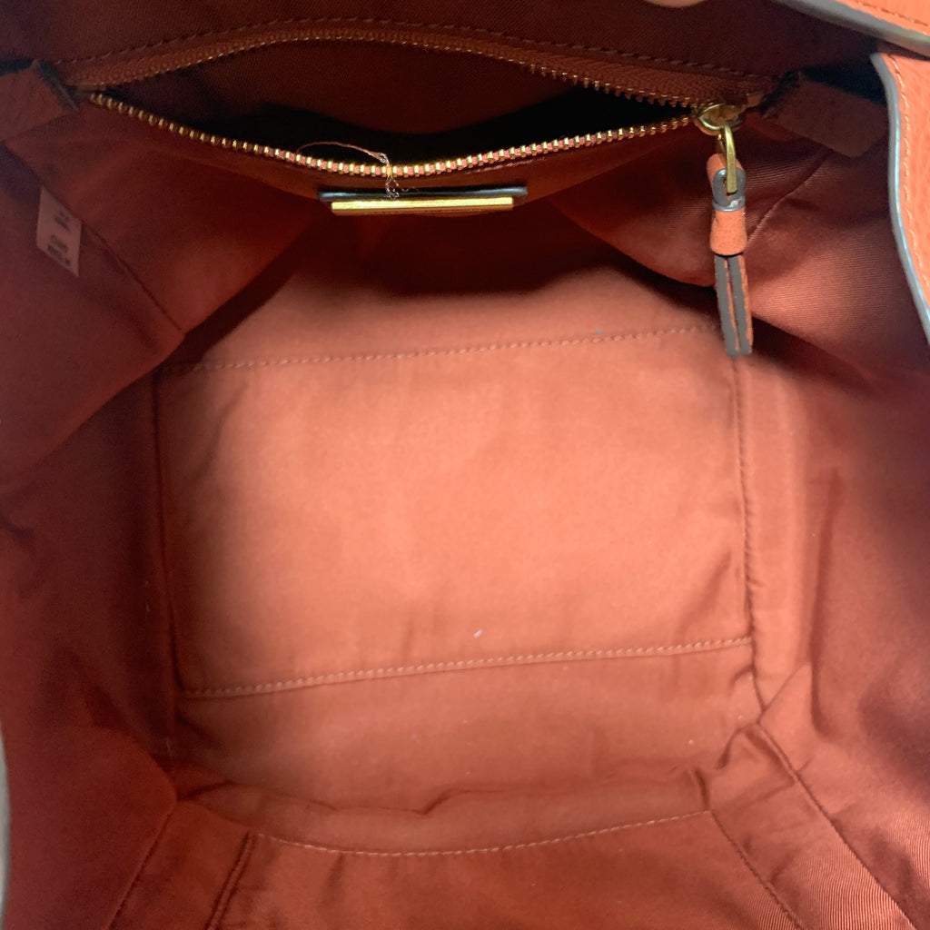 Tory Burch Tan Leather Half Moon Mixed Materials Tote | Like New |