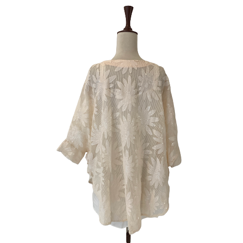 MAS Peach Floral Applique & Rhinestone Tunic | Gently Used |