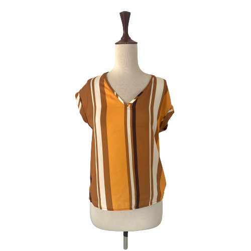 Mango Striped Mustard Top | Pre Loved |
