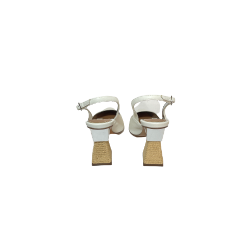 River Island 'Nadia' White Textured & Jute Sling-Back Pumps | Brand New |