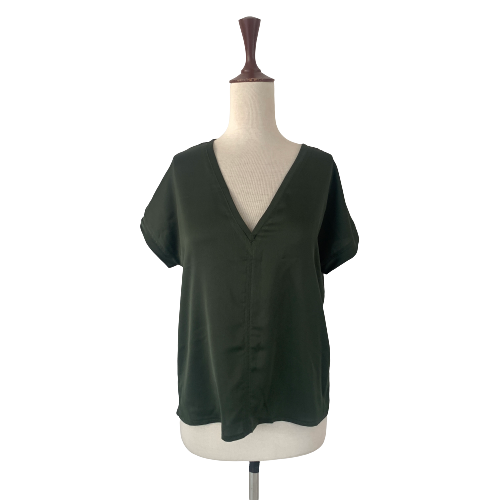 Mango Green Satin Short-sleeved Top | Gently Used |