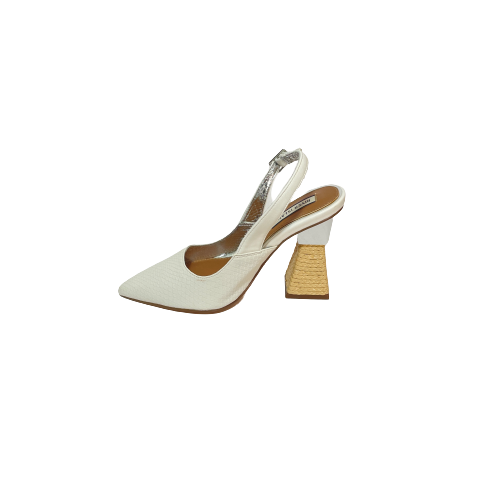 River Island 'Nadia' White Textured & Jute Sling-Back Pumps | Brand New |
