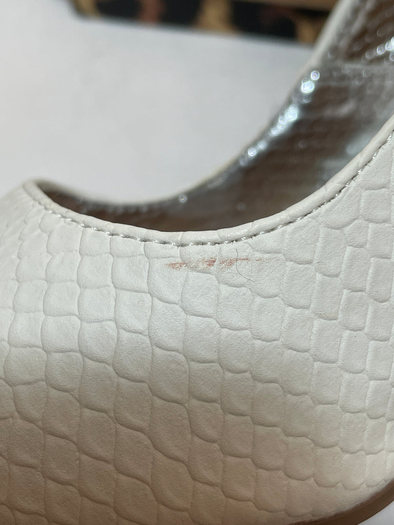 River Island 'Nadia' White Textured & Jute Sling-Back Pumps | Brand New |