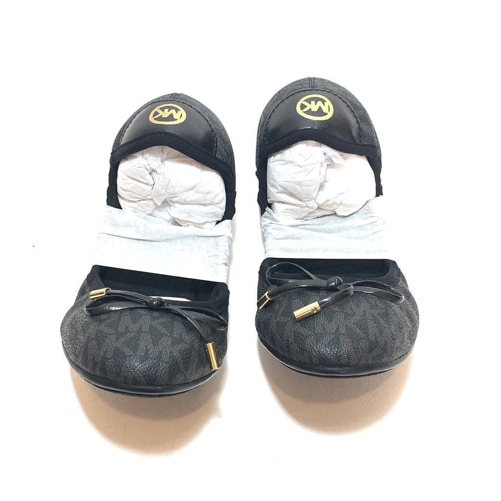 Michael Kors Black 'MK City' Mini Logo Ballet Flats | Brand New |