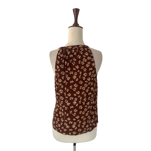 Mango Brown Floral Sleeveless Shirt | Gently Used |