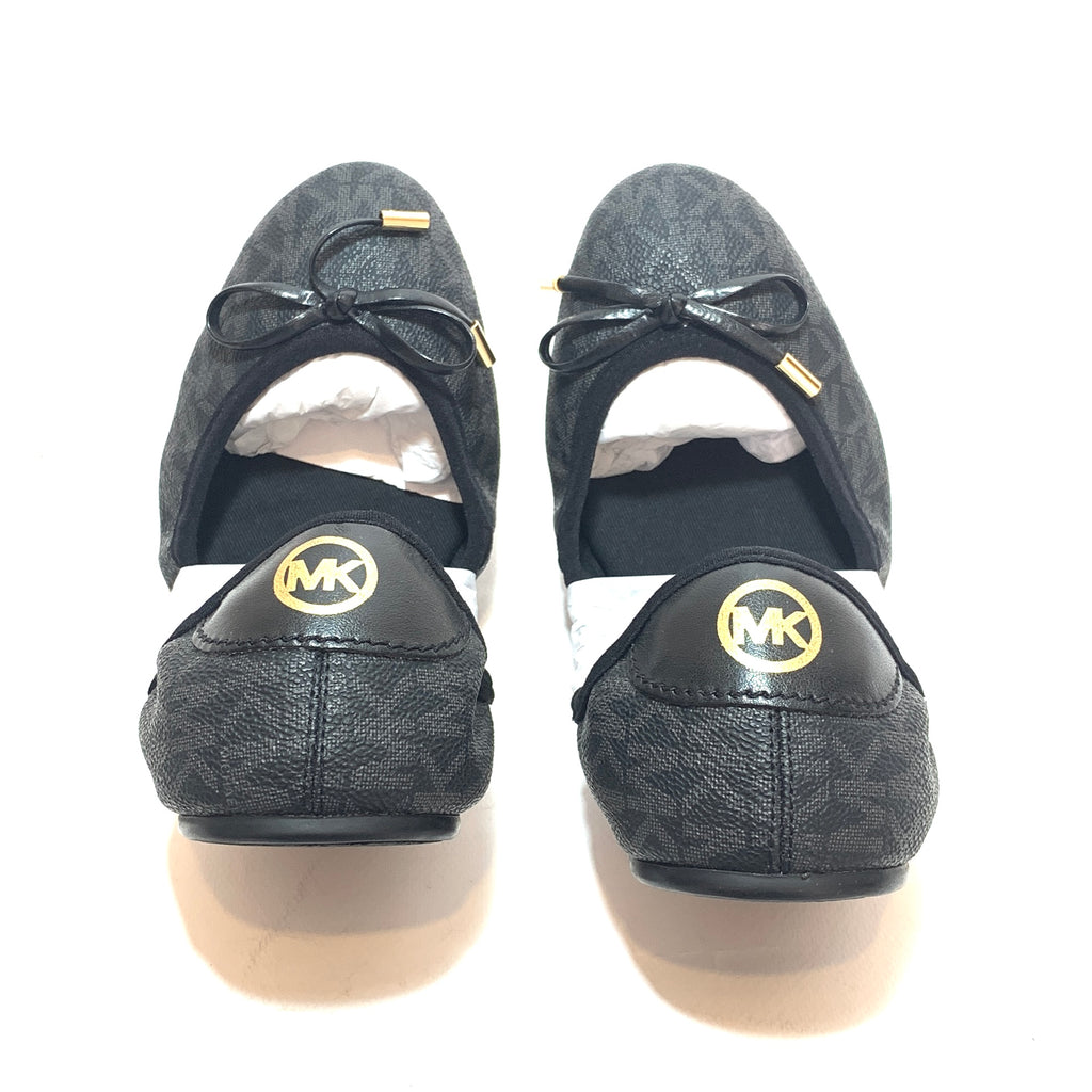Michael Kors Black 'MK City' Mini Logo Ballet Flats | Brand New |