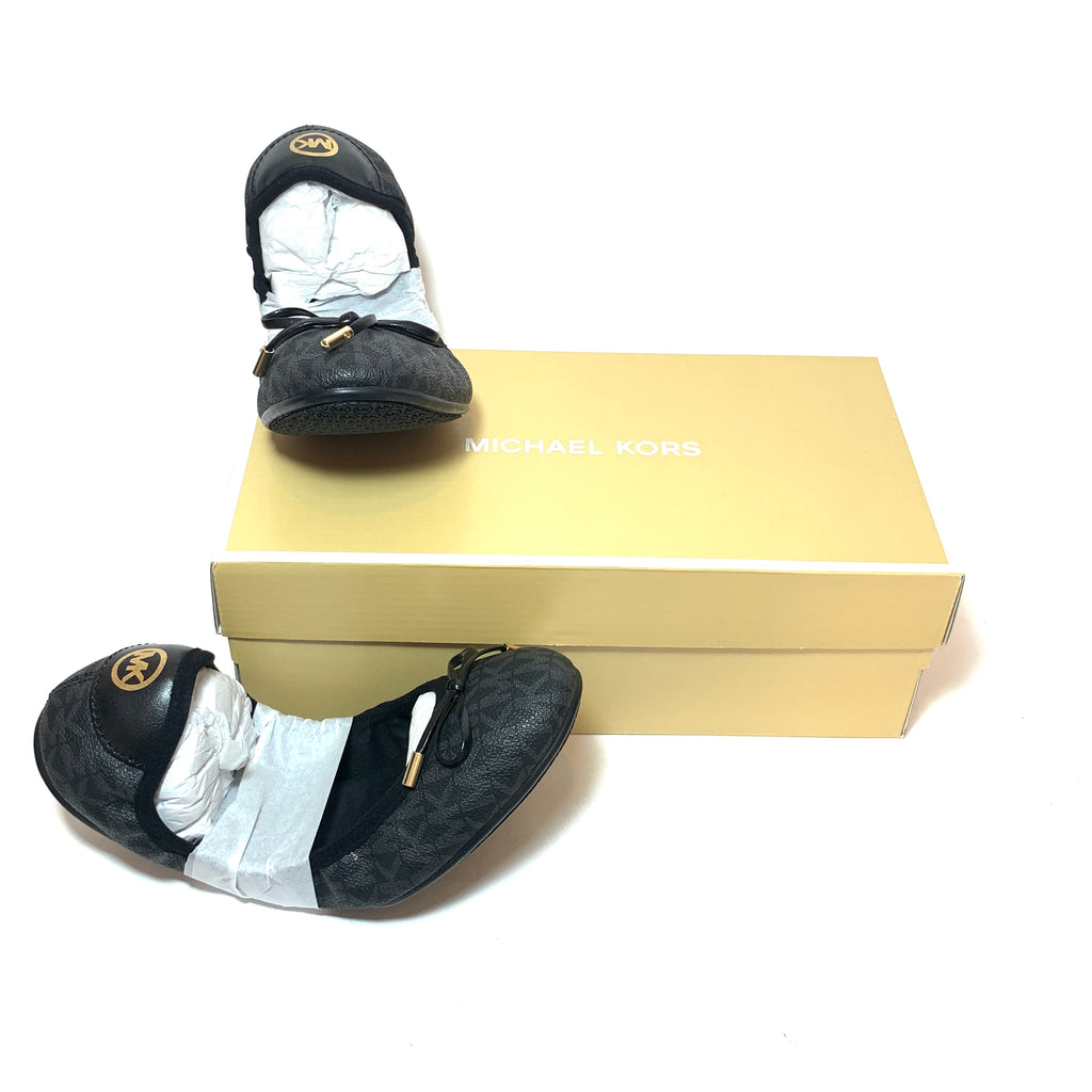 Michael Kors Black 'MK City' Mini Logo Ballet Flats | Brand New |