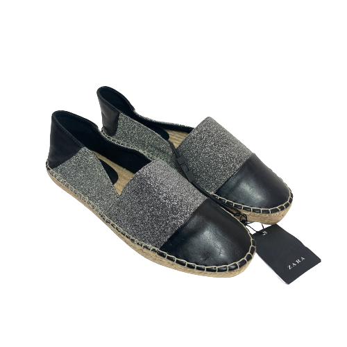 ZARA Black & Silver Espadrille Shoes | Brand New |