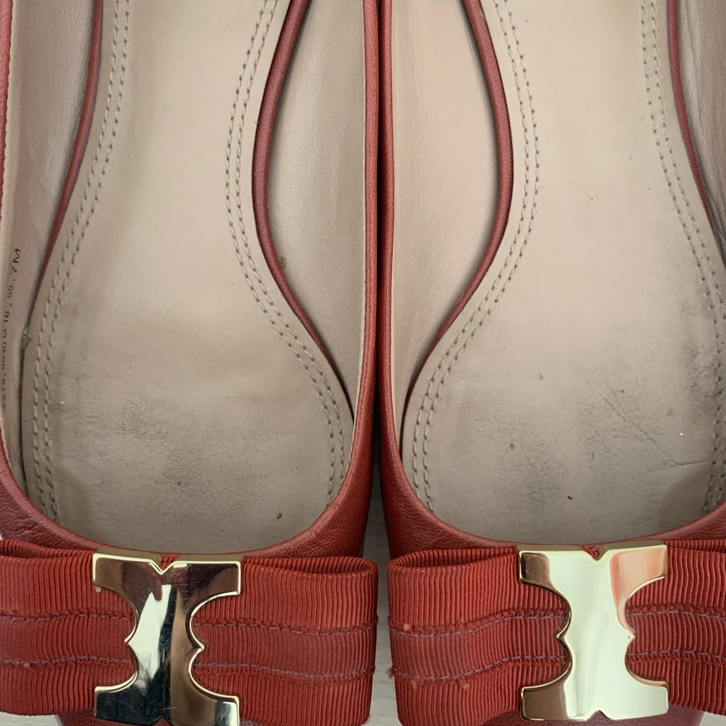Tory Burch Rust Leather Ballet Flats | Pre Loved |