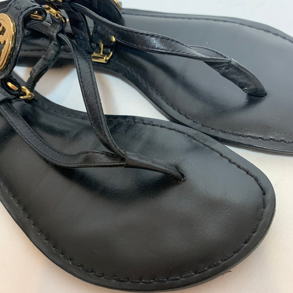Tory Burch Black Leather 'Ali' Sandals | Pre Loved |