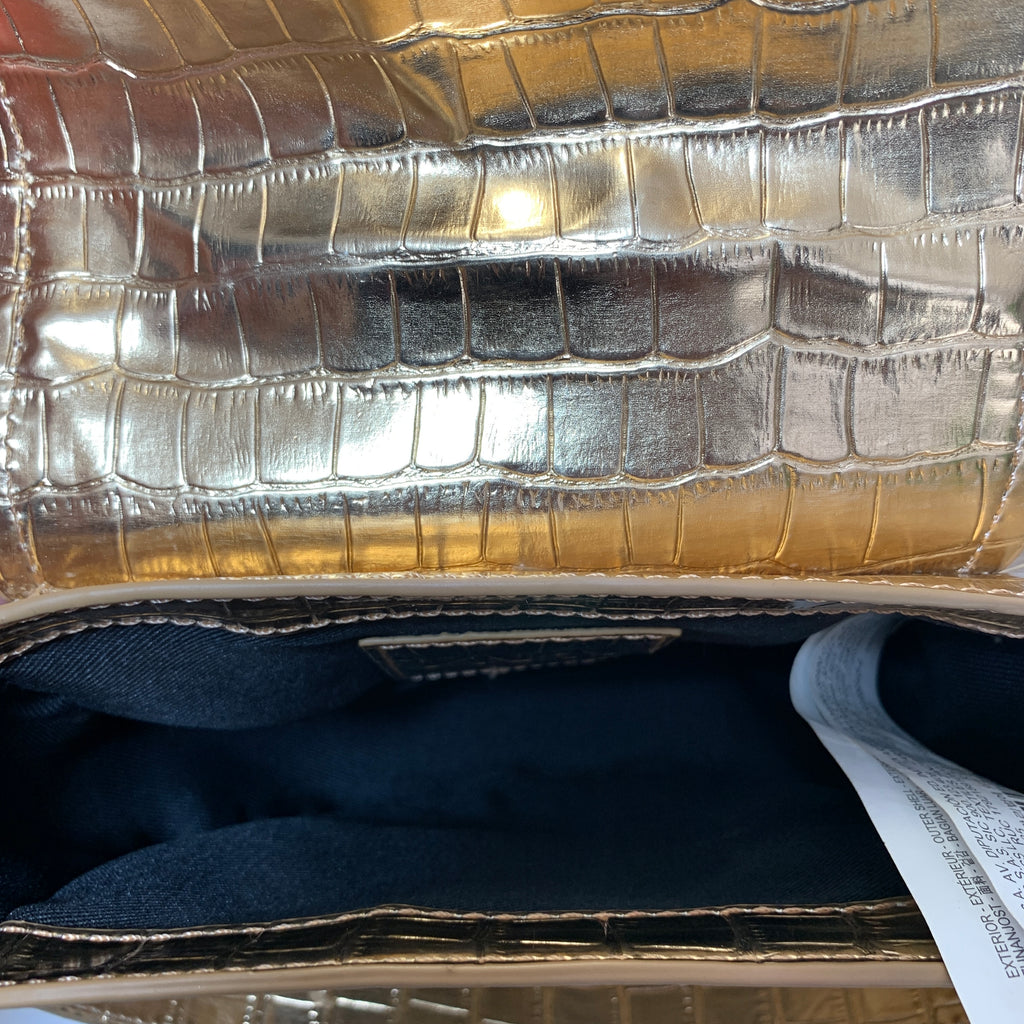 ZARA Gold Croc-embossed Shoulder Bag | Gently Used |