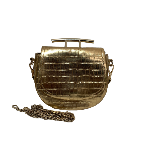 ZARA Gold Croc-embossed Shoulder Bag | Gently Used |