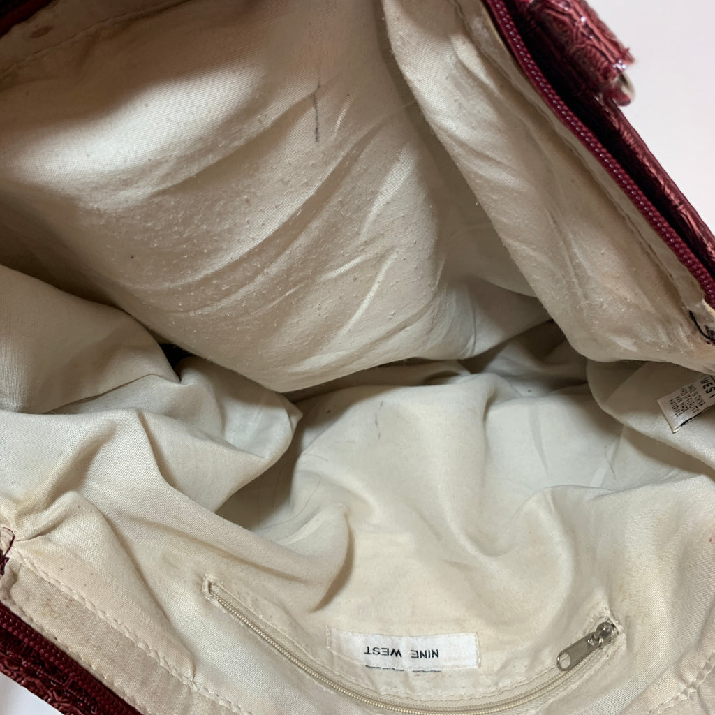 Nine West Maroon Textured Shoulder Bag | Pre Loved |