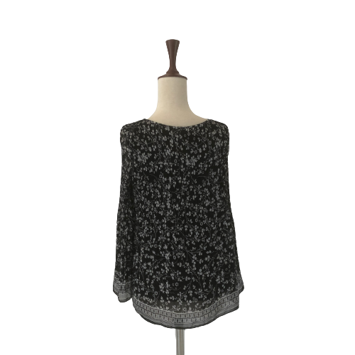 Max Studio Black & White Printed Peasant Blouse | Brand New |