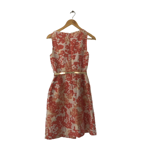 Tahari Peach & Gold Printed Sleeveless Dress | Gently Used |