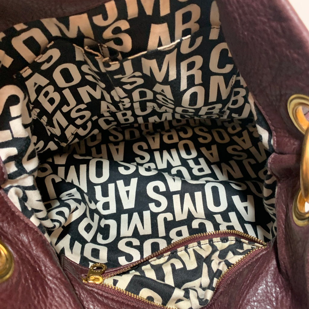 Marc Jacobs Burgundy Leather Hobo Shoulder Bag | Pre Loved |