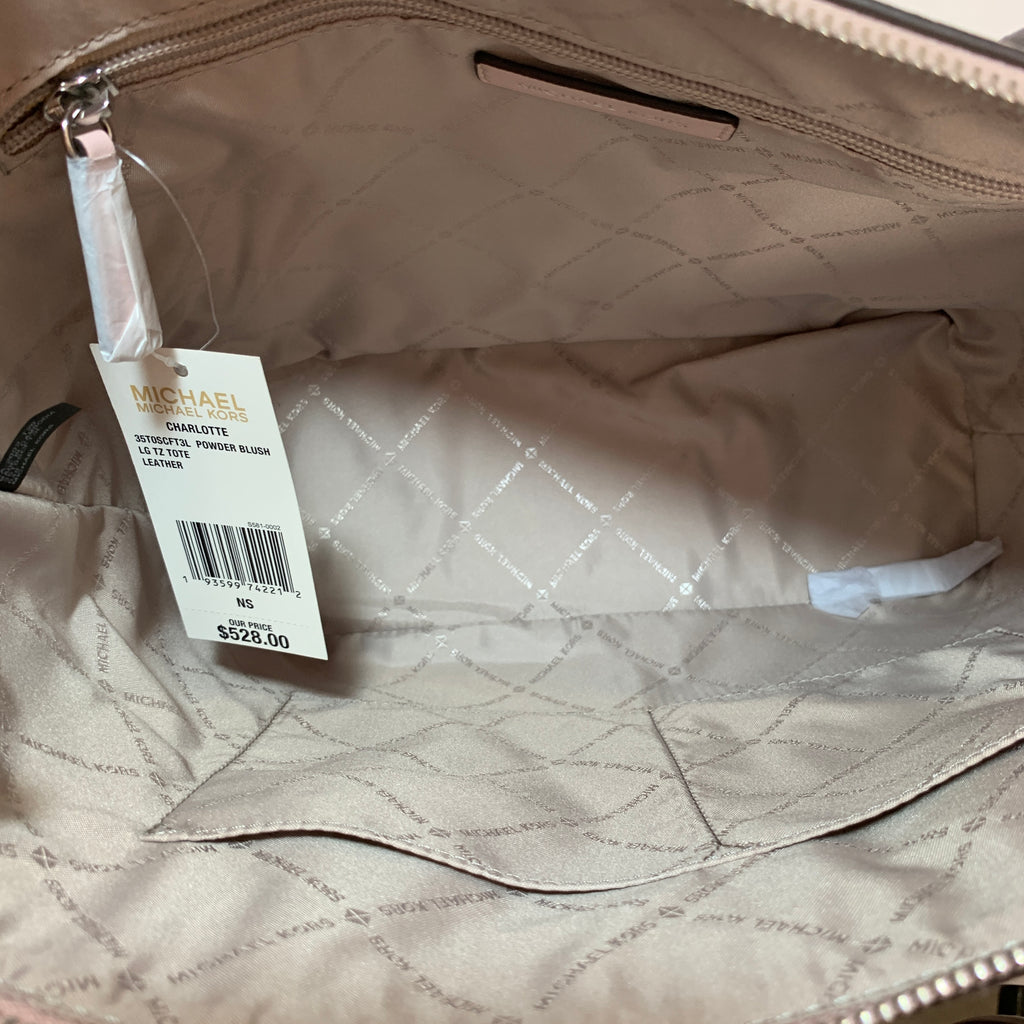 Michael Kors 'Charlotte' Powder Blush Leather Zip Tote | Brand New |