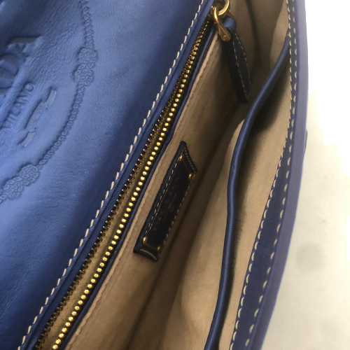 Prada Blue Leather City Clutch Bag | Pre Loved |