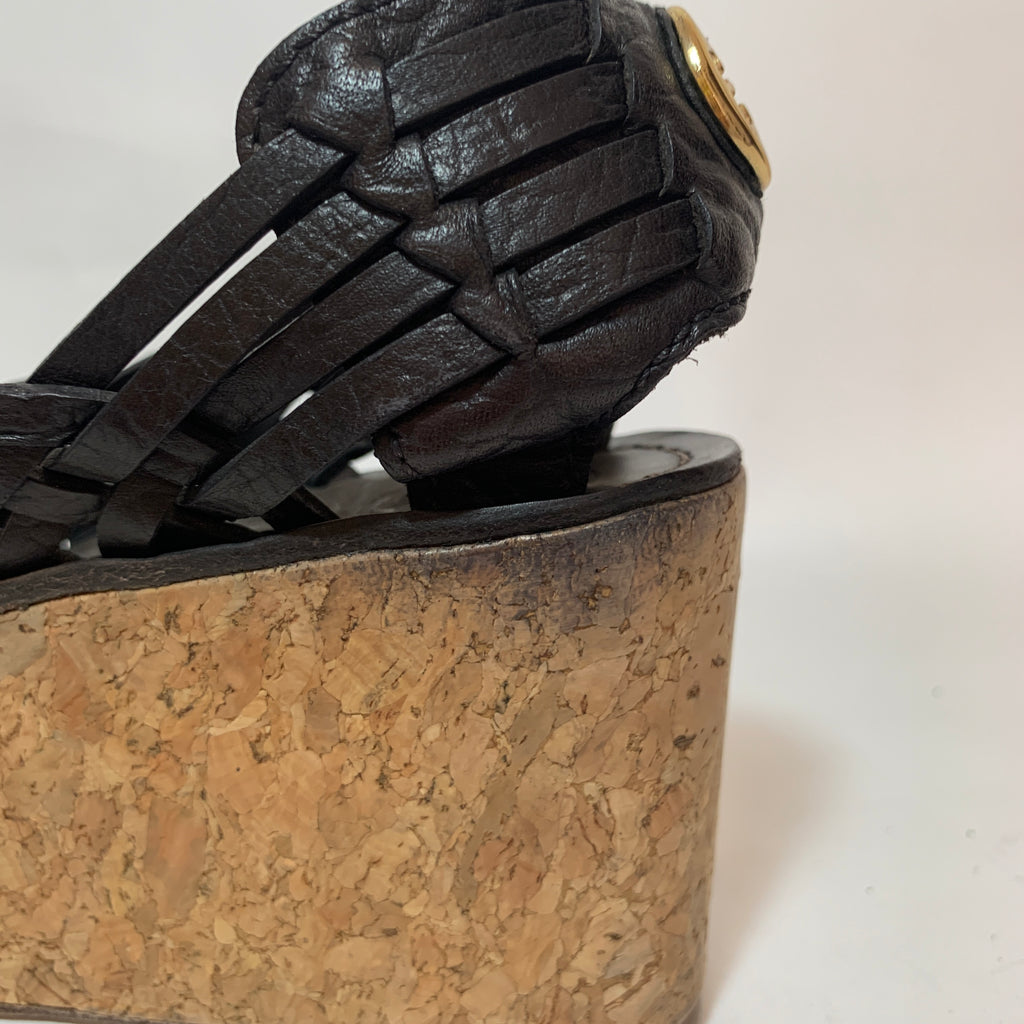 Tory Burch Leather & Cork Wedges | Pre Loved |