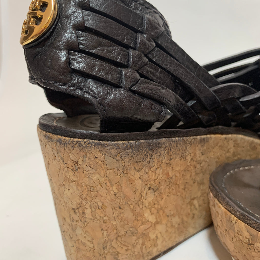 Tory Burch Leather & Cork Wedges | Pre Loved |